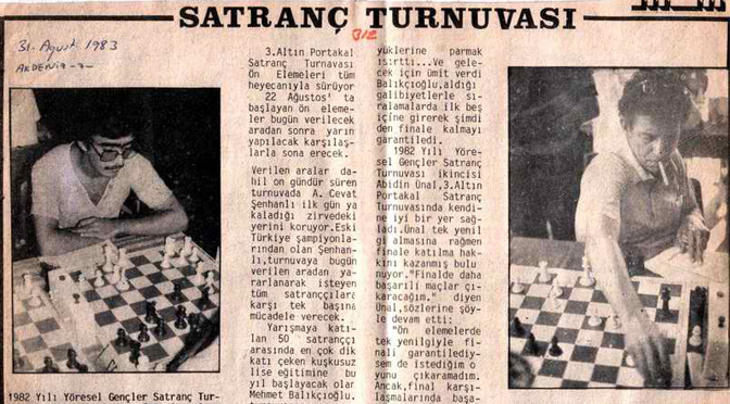 Antalya Satranç Tarihi kapsamında 1983 Altın Portakal Satranç Turnuvası gazete haberi